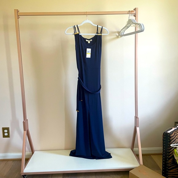 NWT Michael Kors Maxi Dress with Front Slit and Gold Hardware Detail - Picture 2 of 7